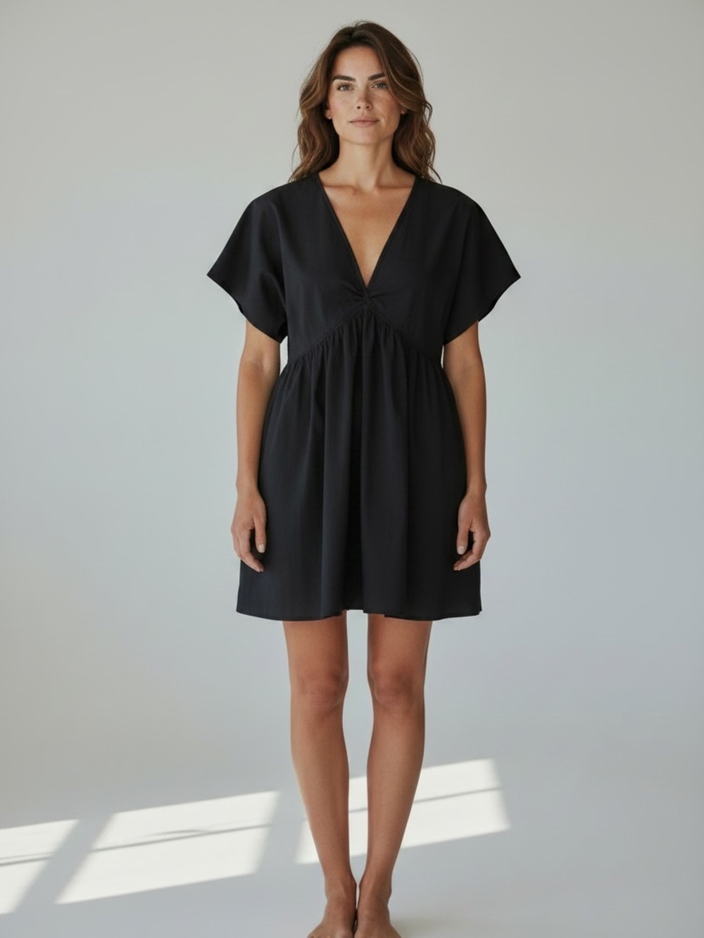Black V‑Neck Swim Coverup